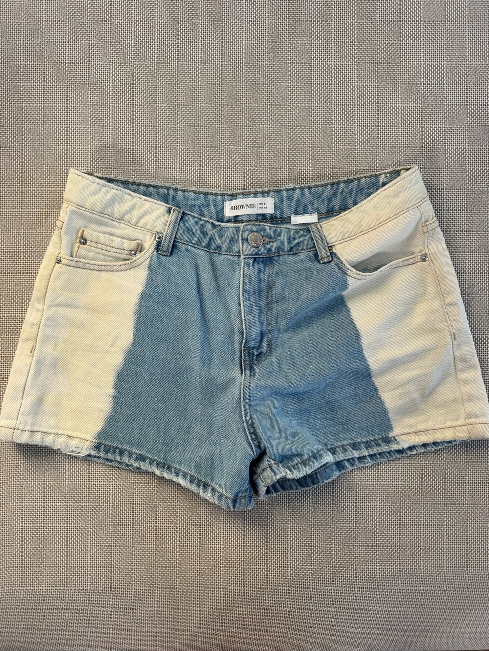 Two-Tone Blue & Cream Denim Shorts